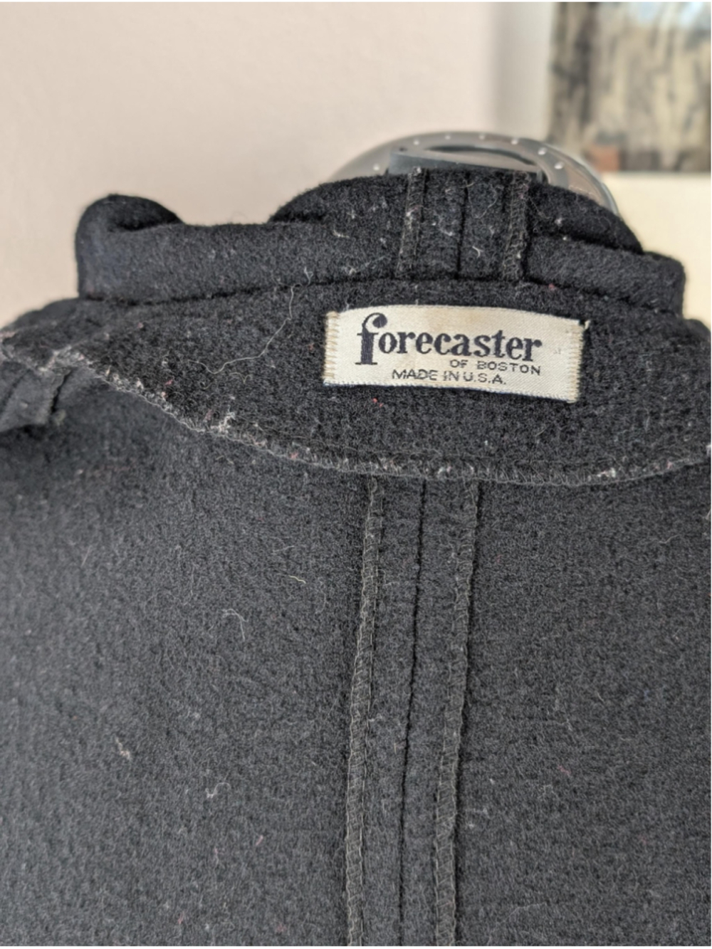 Vintage Forecaster Black Wool Cape Coat – Hooded Cape – Made in USA – Late 1970s - Picture 13 of 14